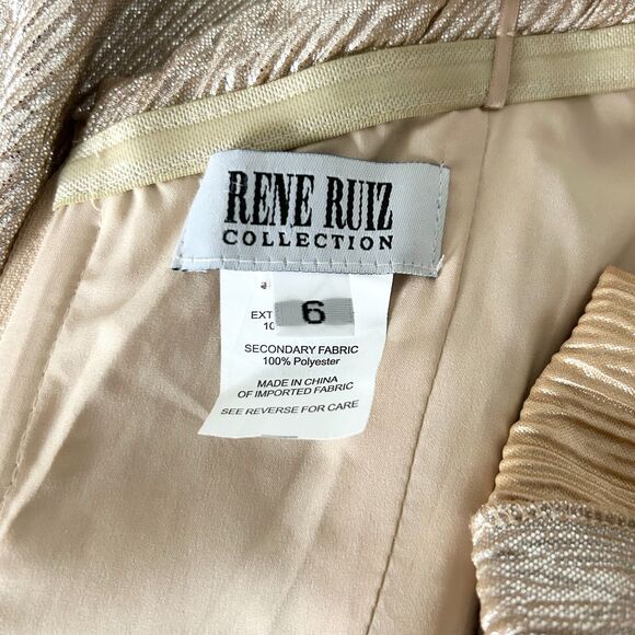 Rene Ruiz Collection Metallic Off The Shoulder Draped Gown in Gold Size 6 - Picture 5 of 5